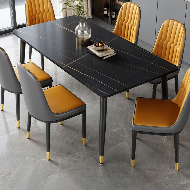 Rectangle Industrial Sintered Stone Dining Table 4 Legs Carbon Steel Base Table for Home Clearhalo ' dining_table' 'Dining Tables & Seating' 'Dining Tables' 'furn' 'furn_dining_table' 'Furniture' 'furniture_dining_table' 'Kitchen & Dining Furniture' 'kitchen&dining_furn' 'kitchen' 'kitchen_dining_table' 1200x1200_4d6b2f10-2ecb-4c51-b095-d2ba550ce0a8