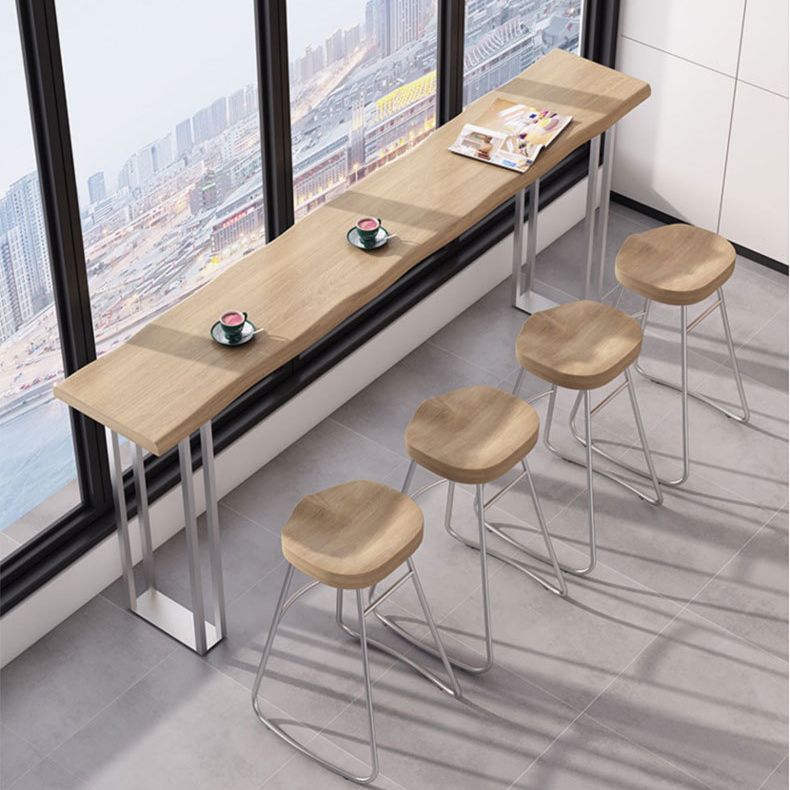 Modern Rectangle Solid Wood Bar Table Set 1/3/5 Pieces Counter Table with Backless Stools Clearhalo 'Bar Furniture' 'furn' 'furn_home_bar_bar_sets' 'Furniture' 'Home Bars & Bar Sets' 'home_bar_bar_sets' 'Kitchen & Dining Furniture' 1200x1200_4d6b3590-1fbb-4a9a-9bdd-b93471560b4c