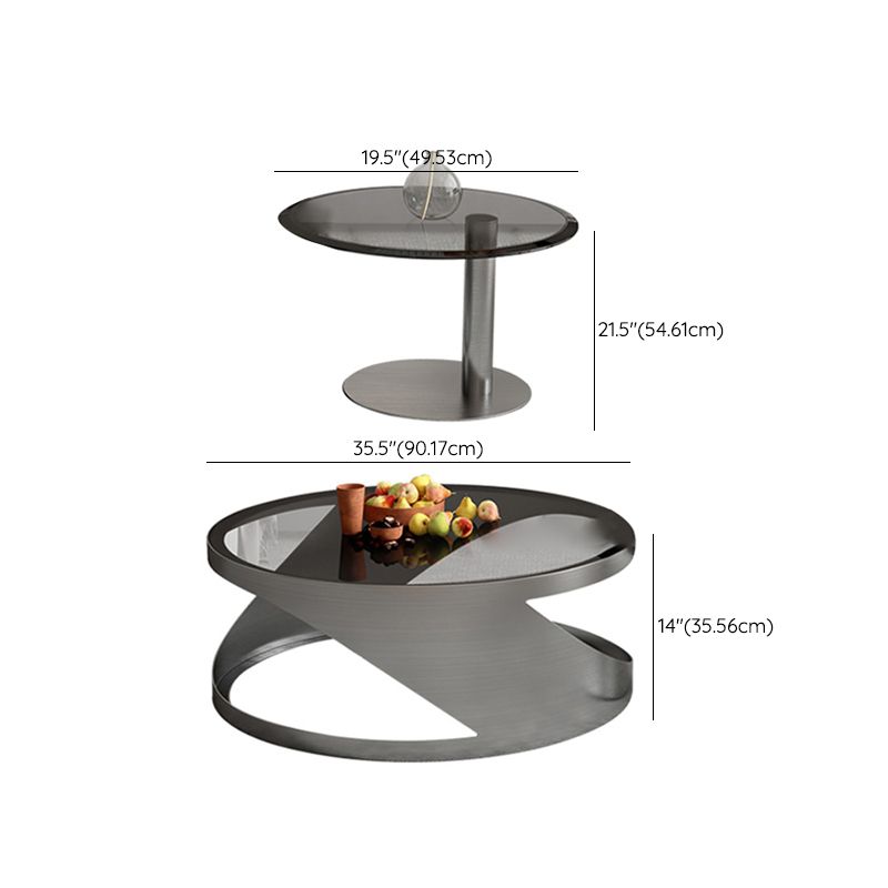 Glass Top Coffee or End Table Black Abstract Coffee Cocktail Table