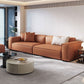 Modern Style Fabric& Ox Leather White/orange Rectangular Sofa