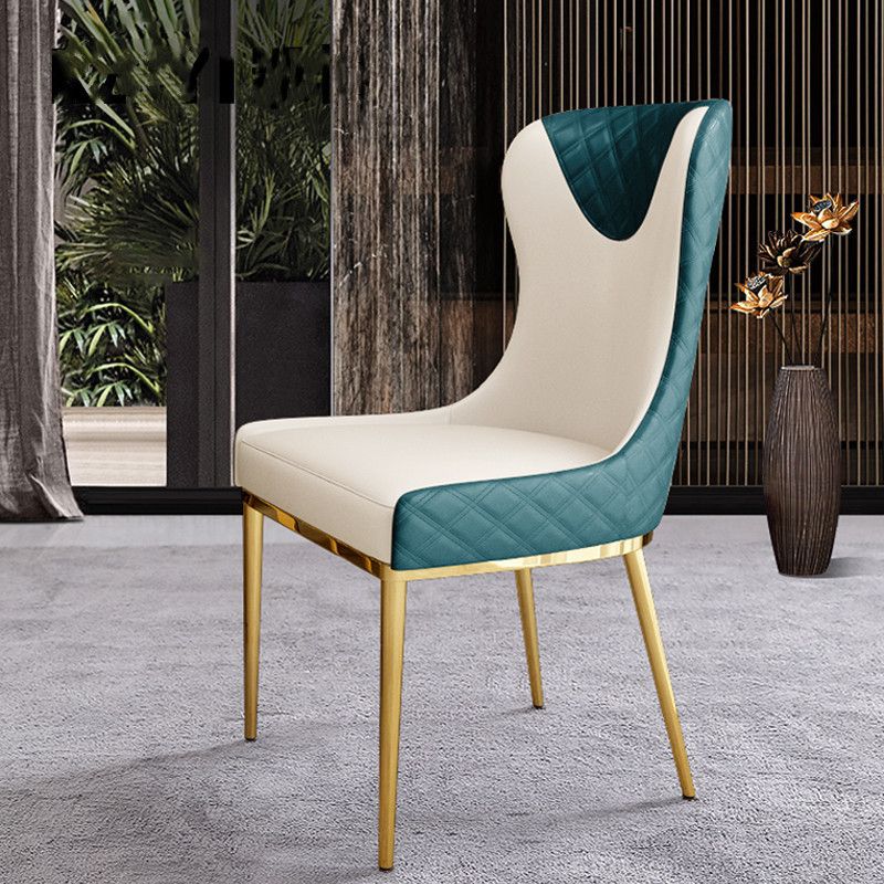 Glam Indoor Dining Chair Wingback Dining Room Chair with Metal  Legs