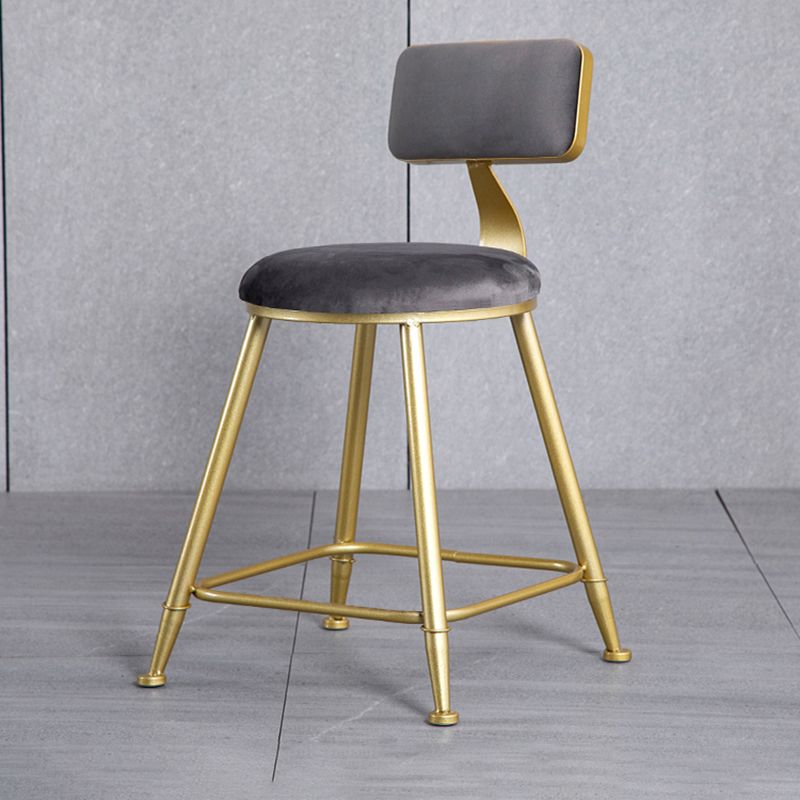 Glam Armless Backrest Counter Stool Iron Beauty Shop Bar Stool with Velvet Cushion Clearhalo 'Bar Furniture' 'Bar Stools' 'bar_stools' 'furn' 'furn_bar_stools' 'furniture_bar_stools' 'Kitchen & Dining Furniture' 'kitchen&dining_furn' 'kitchen' 'kitchen_furn' Furniture' 1200x1200_4d6ddc86-4908-4519-810a-a89330a3e6b1