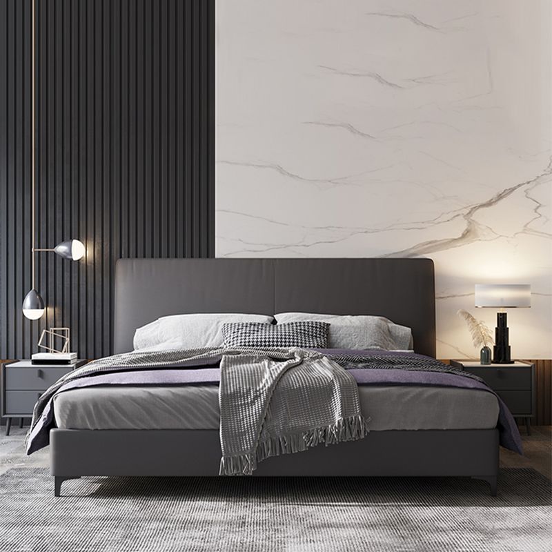 Lit en bois et lit standard rembourré au panneau contemporain avec tête de lit rembourrée