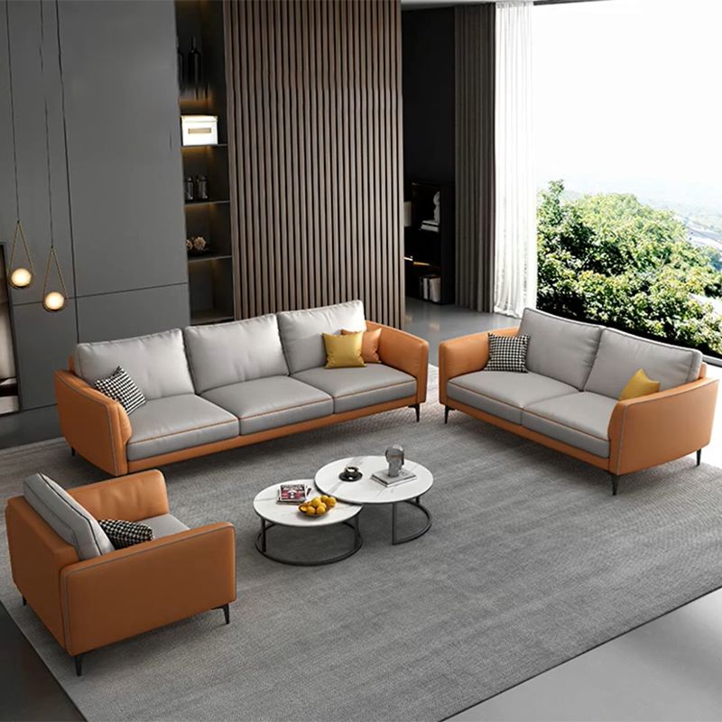 Standard Faux Leather Contemporary Back Settee Couch with Pillows