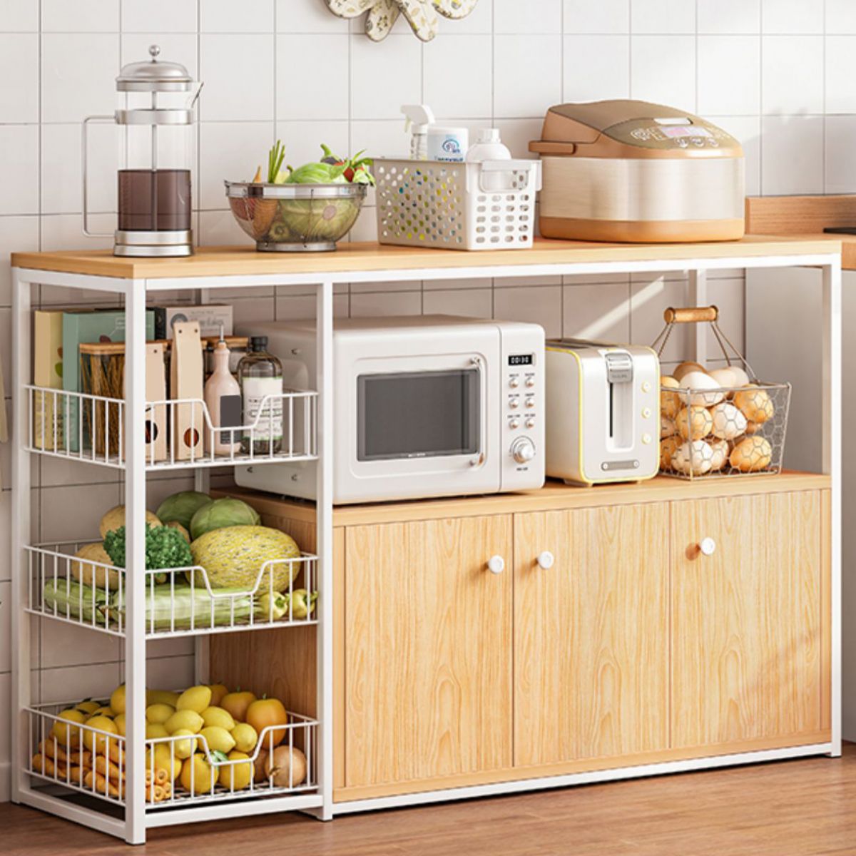 Modern Open Storage Buffet Sideboard Kitchen Engineered Wood Buffet Stand Clearhalo 'buffet_sideboard' 'Buffets & Sideboards' 'Furniture' 'furniture_buffet_sideboard' 'Kitchen & Dining Furniture' 1200x1200_4d70595e-0104-4d9e-9e08-9f872dc6e482