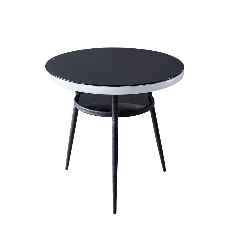 Glass Dining Room Table for 2 Person Round Tabletop with Storage Clearhalo 'Dining Tables & Seating' 'Dining Tables' 'dining_table' 'furn' 'furn_dining_table' 'Furniture' 'Kitchen & Dining Furniture' 1200x1200_4d712dce-9d1e-41e2-92d7-bcc1540a03e0