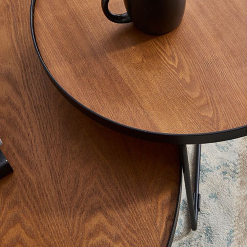 Mesa de café redonda de la base de hierro de metal de pizarra/madera de estilo de madera moderno