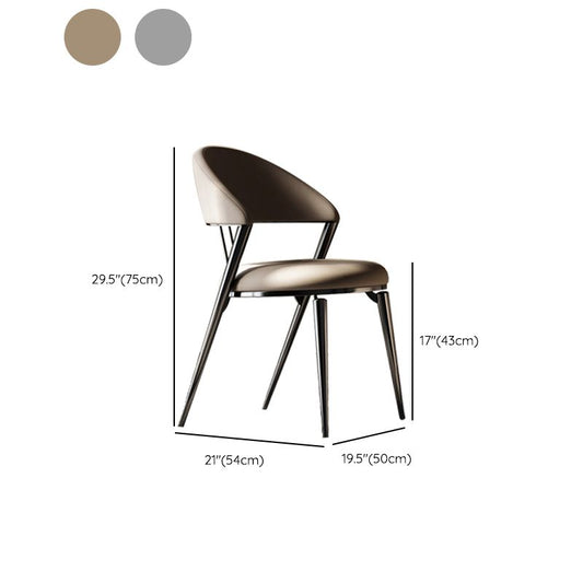 Dining Room Upholstered Chair Leather Open Back Armless Chair Clearhalo 'Dining Chairs' 'Dining Tables & Seating' 'dining_chair' 'furn' 'furn_dining_chair' 'Furniture' 'Kitchen & Dining Furniture' 1200x1200_4d728c82-ea0b-4f27-87b2-c0ab6ceadc44