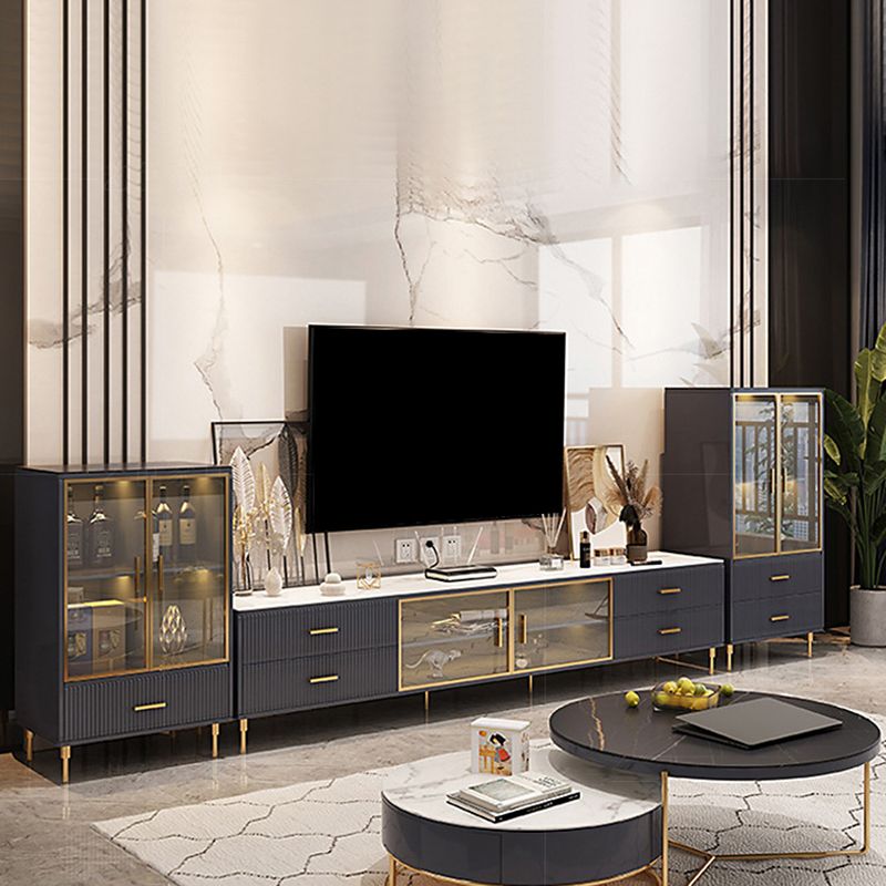 Stone TV Stand Console Enclosed Storage TV Media Console with 4 Drawers Clearhalo 'furn' 'furn_tv_stands_entertainment_centers' 'Furniture' 'Living Room Furniture' 'TV Stands & Entertainment Centers' 'TV Stands & Media Storage Furniture' 'tv_stands_entertainment_centers' 1200x1200_4d735ec1-35d9-44c2-9dff-7deaac3581fa