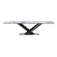 Mesa de comedor industrial de piedra sinterizada, mesa rectangular con patas de metal para cocina