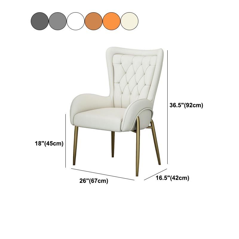 Glam Upholstered Chair Leather Arm Dining Chair with Gold Legs Clearhalo 'Dining Chairs' 'Dining Tables & Seating' 'dining_chair' 'furn' 'furn_dining_chair' 'Furniture' 'Kitchen & Dining Furniture' 1200x1200_4d756568-43e7-4419-bb93-ed230334b997