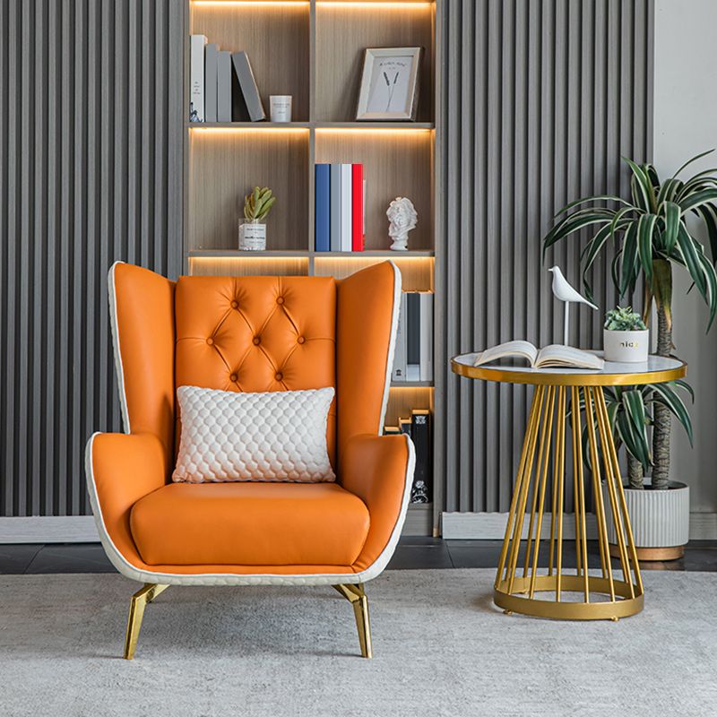 Glam Faux Leather Wingback Chair Tufted Back Basic Four Leg Chair Clearhalo 'Accent Chairs' 'accent_chairs' 'Chairs & Seating' 'furn' 'furn_accent_chairs' 'Furniture' 'Living Room Furniture' 1200x1200_4d7721cc-be15-488a-8942-6059c41a33b0