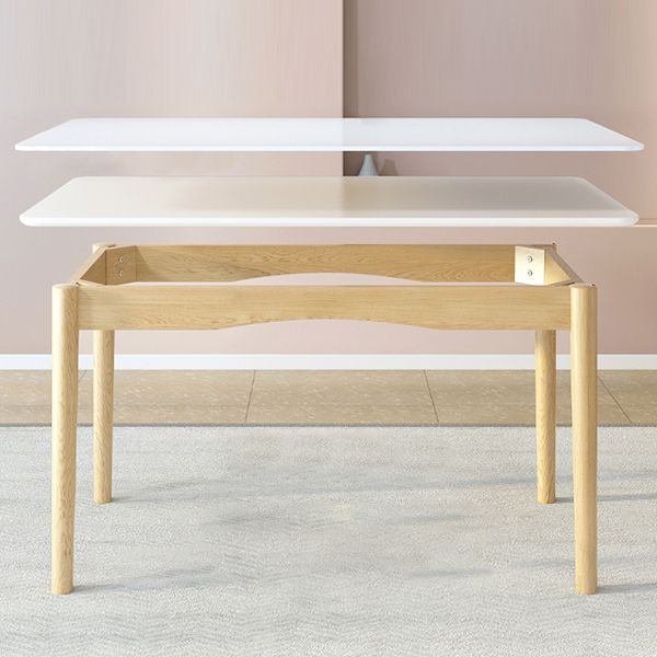 Tavolo da pranzo con vetro bianco rettangolo bianco contemporaneo con gambe