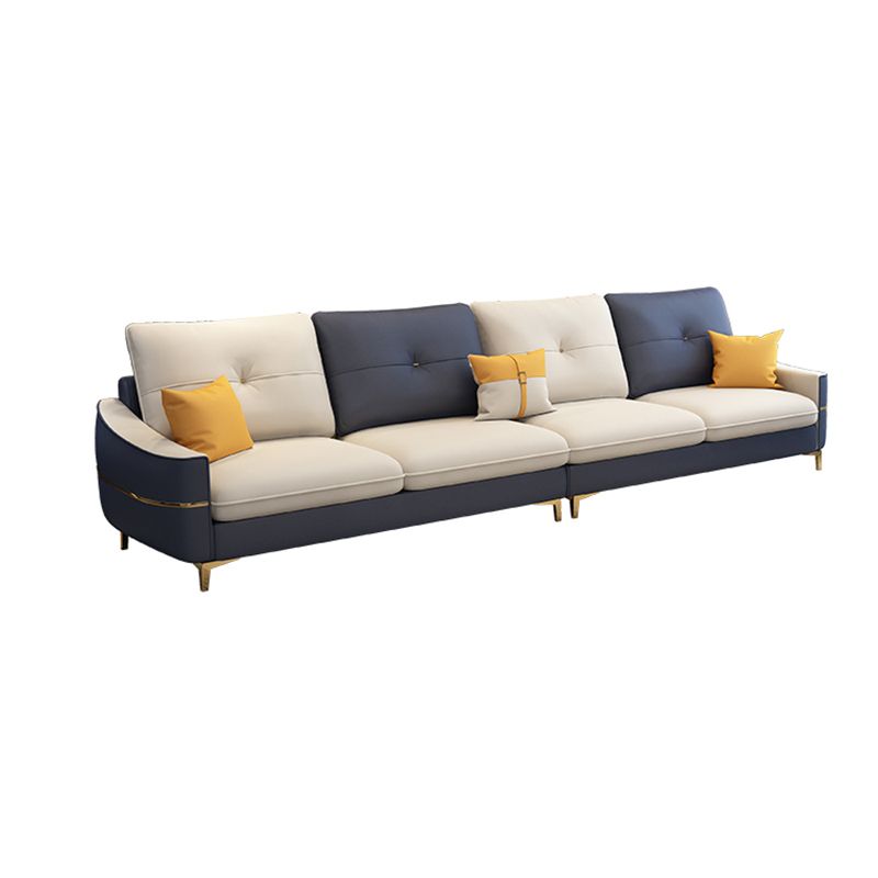 Square Arm Faux Leather Furniture Sectionals in Blue and White Clearhalo 'furn' 'furn_sectionals' 'Furniture' 'Living Room Furniture' 'Sectionals' 1200x1200_4d78e41a-4f67-436c-bb86-d2cda66d29b2