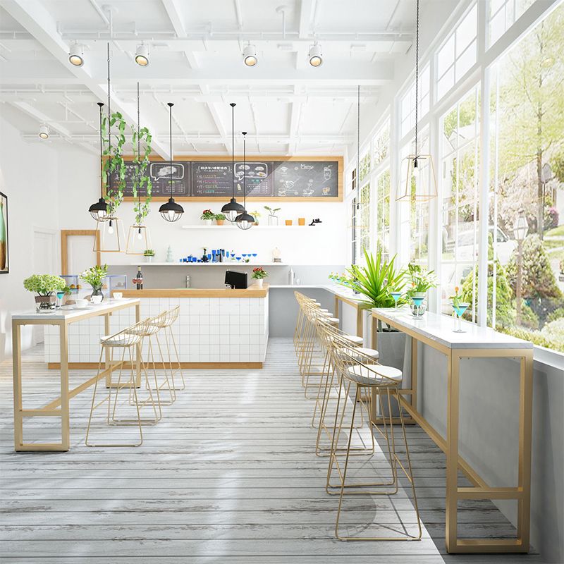 Glam Style Bar Table White Colour Rectangle Bar Dining Table for Living Room