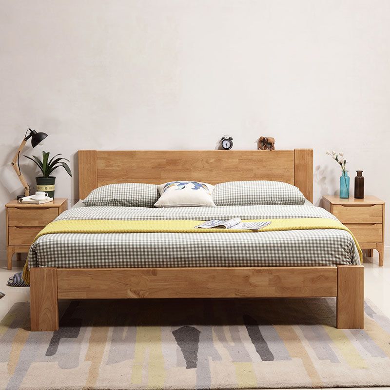 Modern Solid Color Panel Bed Rubberwood Standard Bed with Headboard Clearhalo 'Bedroom Furniture' 'Beds' 'furn' 'furn_beds' 'Furniture' 1200x1200_4d7b4559-1278-4ff0-8447-59914e56bc35
