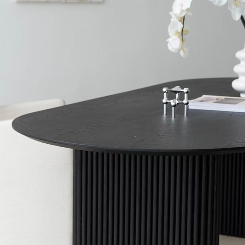 Bureau de bureau ovale en bois massif noir de 29,53 po de haut avec base luge