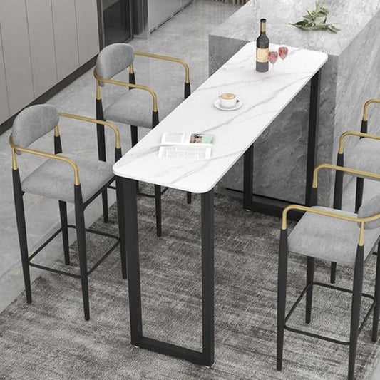 Rectangle Sintered Stone Bar Table Sled Base Dining Table in White Clearhalo 'Bar Furniture' 'Bar Tables' 'bar_tables' 'furn' 'furn_bar_tables' 'Furniture' 'Kitchen & Dining Furniture' 1200x1200_4d7c65bd-662e-461b-9dc5-010e9c57caa3