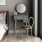 Vanity di trucco in legno/metallo glam con cassetto in grigio per camera da letto