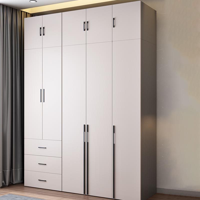 White Modern Armoire Engineered Wood Grand Wardrobe with Drawers and Hanging Rod Clearhalo 'Armoires & Wardrobes' 'armoires_wardrobes' 'Bedroom Furniture' 'furn' 'furn_armoires_wardrobes' 'Furniture' 1200x1200_4d7d8c7b-b2eb-4b8e-9cfe-b193d16454e5