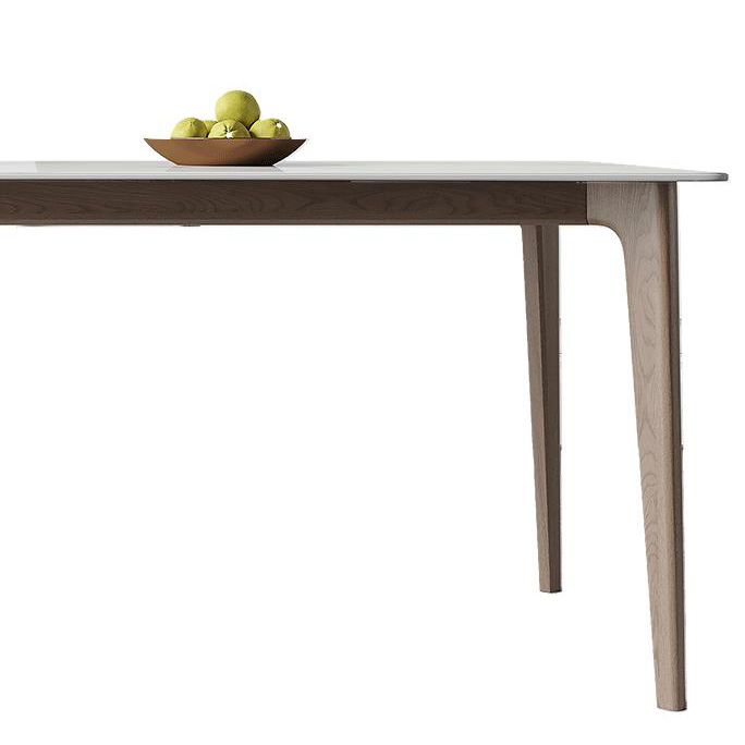 Simplicity Furniture Rectangle Stone Dining Room Table in White