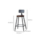 Modern Armless Backrest Counter Stool Iron Bar Stool with Wooden Seat for Bar