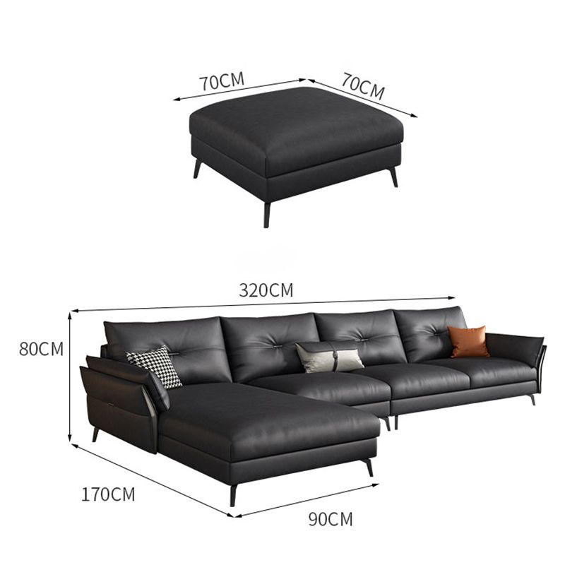 Mid Century Faux Leather Sectional Flared Arm Sectional Set in Black Clearhalo 'furn' 'furn_sectionals' 'Furniture' 'Living Room Furniture' 'Sectionals' 1200x1200_4d8768bf-d795-4270-8e1e-461966d66ddf