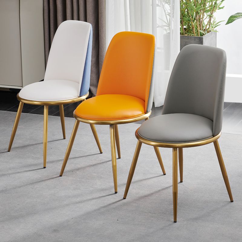 Glam Faux Leather Dining Chair Armless Metal Dining Room Chairs for Home Use Clearhalo ' kitchen&dining_furn' 'Dining Chairs' 'Dining Tables & Seating' 'dining_chair' 'furn' 'furn_dining_chair' 'Furniture' 'furniture_dining_chair' 'Kitchen & Dining Furniture' 'kitchen' 1200x1200_4d881f19-440b-480d-b7a0-7a73f2a7c01f