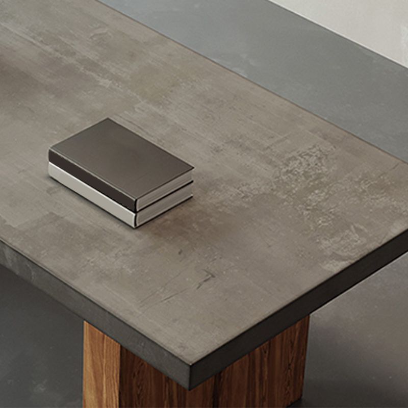 Rectangle Double Pedestal Dining Table Modern Wood Base Table for Kitchen Clearhalo 'Dining Tables & Seating' 'Dining Tables' 'dining_table' 'furn' 'furn_dining_table' 'Furniture' 'Kitchen & Dining Furniture' 1200x1200_4d88a871-0f1b-4929-9406-892daa1eaa33