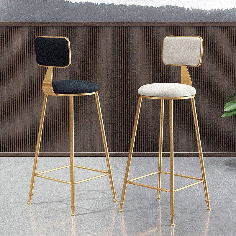 Glam Metal Stool Velvet Low Back Stool with Footrest in Matte Finish Clearhalo 'Bar Furniture' 'Bar Stools' 'bar_stools' 'furn' 'furn_bar_stools' 'Furniture' 'Kitchen & Dining Furniture' 1200x1200_4d88dbee-9aed-4ef0-acf4-63b240015749