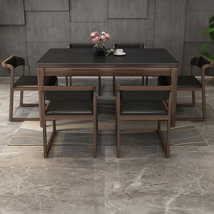 Sintered Stone Dining Table Mid-Century Modern Style 4 Legs Base Table for Dining Room Clearhalo ' dining_table' 'Dining Tables & Seating' 'Dining Tables' 'furn' 'furn_dining_table' 'Furniture' 'furniture_dining_table' 'Kitchen & Dining Furniture' 'kitchen&dining_furn' 'kitchen' 'kitchen_dining_table' 1200x1200_4d8b0918-a7c4-4d48-a8f5-fa81ef0cc56f