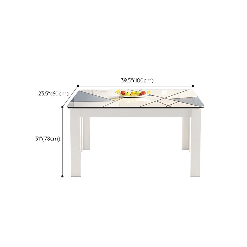 Tavolo da pranzo moderno rettangolare in legno con base in metallo per sala da pranzo
