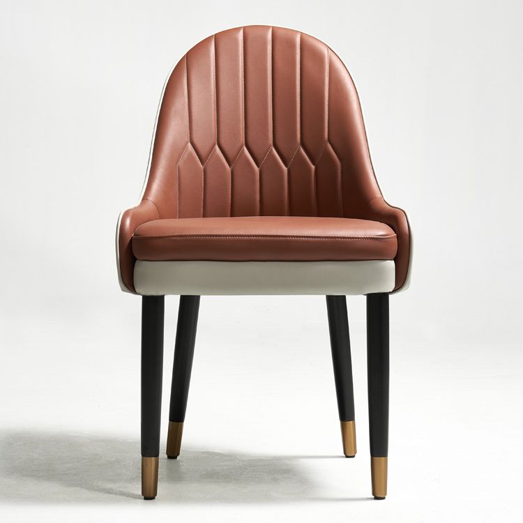 Leather Dining Chair Scandinavian Style Arm Solid Back Dining Side Chair for Home
