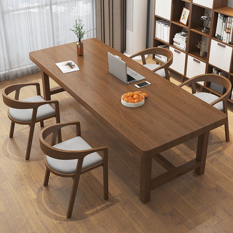 Contemporary Solid Wood Writing Desk 29.53" Tall Rectangle Office Desk with H-Shape Base Clearhalo 'furn' 'furn_office_desk' 'Furniture' 'Office Desks' 'Office Furniture' 'office_desk' 1200x1200_4d8fc2b2-9320-498e-b59b-38f3542d79c6