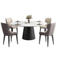 Modern Round Dining Table White and Black Metal Base Convertible Dining Table