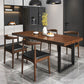 Industrial Dining Table Set 1/3/5/7 Pcs Solid Wood Dining Table and Cow Horn Chairs