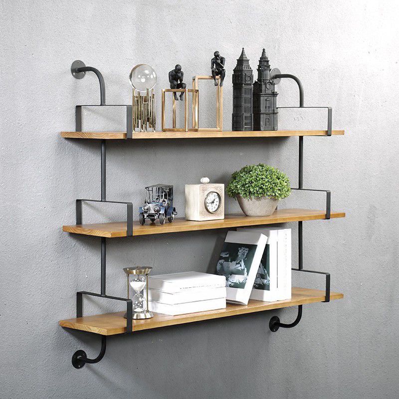 Metal and Wooden Shelf Bookcase Floating Open Wall Mounted Book Shelf for Study Room Clearhalo 'Bookcases' 'furn' 'furn_bookcases' 'Furniture' 'Office Furniture' 1200x1200_4d94d785-c5b7-4d53-8a66-3827323d845a