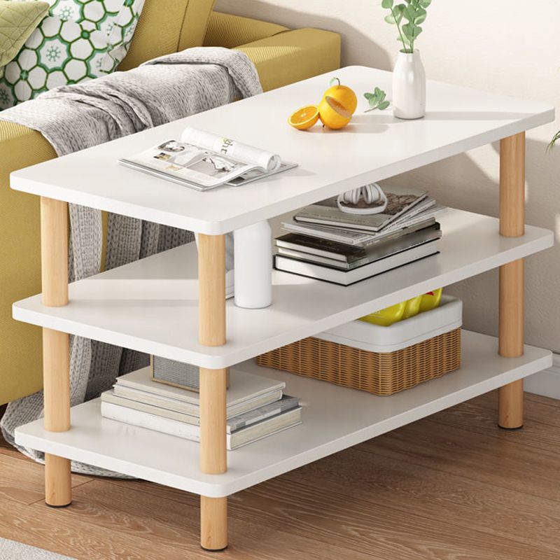 Scandinavian Wood Top End Table 4 Legs Sofa Side Table with Storage