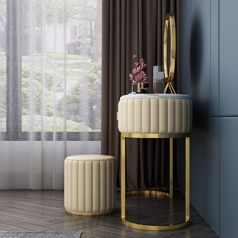 Marble Vanity Table with 1 Storage Drawer Glam Makeup Table for Bedroom Clearhalo 'Bedroom Furniture' 'furn' 'furn_makeup_vanities' 'Furniture' 'Makeup Vanities' 'makeup_vanities' 1200x1200_4d979b89-c466-4650-b7a5-690de1d2ab71