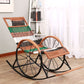 Modern Spindle Wicker Rocking Chair Metal Frame Wheel Handrail Design Rocker Chair
