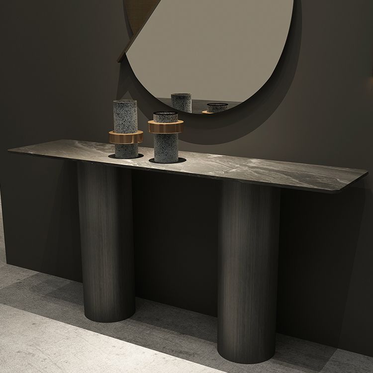 Modern Rectangular Console Table Stone Console Sofa Table in Grey Clearhalo 'Console Tables' 'console_tables' 'Entry & Mudroom Furniture' 'furn' 'furn_console_tables' 'Furniture' 1200x1200_4d991e67-7e2d-4f11-836a-2bee573fc88c