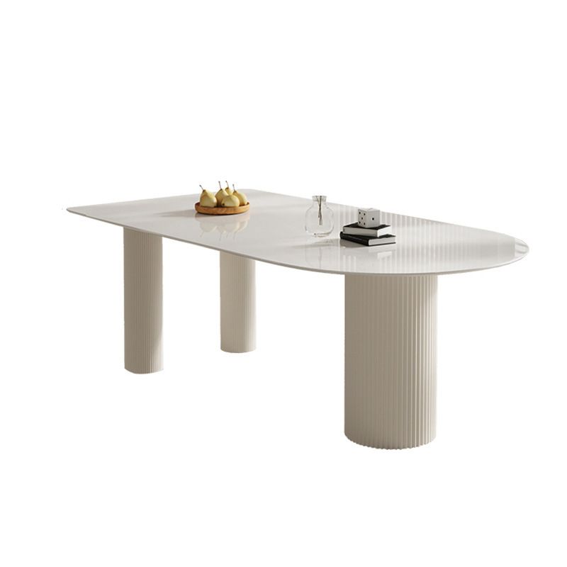 Contemporary Dining Sintered Stone Table Wood Base for Home Use