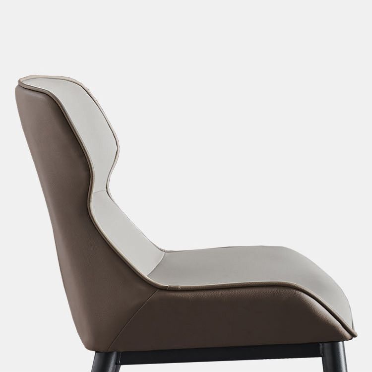 Industriële lage rug eetstoelen faux lederen armloze zijstoel