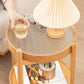 French Country Side Table Wood and Glass Round Accent Side Table