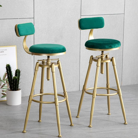 Glam Rotatable Liftable Counter Stool Iron Cashier Bar Stool with Cushion and Pedal Clearhalo 'Bar Furniture' 'Bar Stools' 'bar_stools' 'furn' 'furn_bar_stools' 'Furniture' 'furniture_bar_stools' 'Kitchen & Dining Furniture' 1200x1200_4d9a326f-7850-43c1-960b-1a79d6ec1827