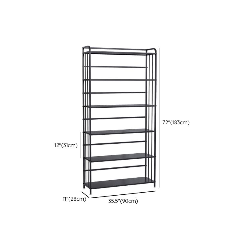 Contemporary Metal Bookshelf Black Etagere Shelf Bookcase for Study Room