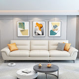 Contemporary Cotton/Faux Leather Sofa Square Arm Couch with Cushion Back Clearhalo 'furn' 'furn_sofas' 'Furniture' 'furniture_sofas' 'Living Room Furniture' 'Sofa' 'sofas' '„Éõ„Éº„É†' 1200x1200_4d9aeddb-3812-488a-83a2-fa1dc405f4a0