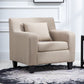 24.4"Wide Linen/Faux Leather Arm Chair with Pillow Back and Basic Four Legs Clearhalo 'Accent Chairs' 'accent_chairs' 'Chairs & Seating' 'Furniture' 'furniture_accent_chairs' 'Living Room Furniture' 1200x1200_4d9b4a66-cee8-4db1-ba29-099af6b40696
