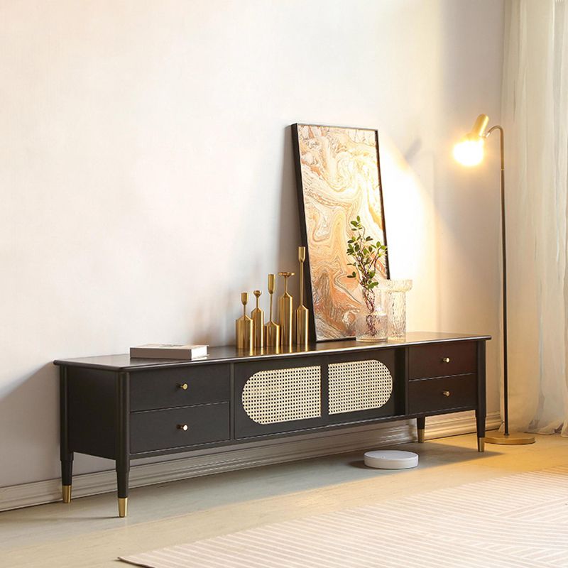 TV-Medienkonsole aus massivem Holz. Moderne TV-Konsole mit 4 Schubladen