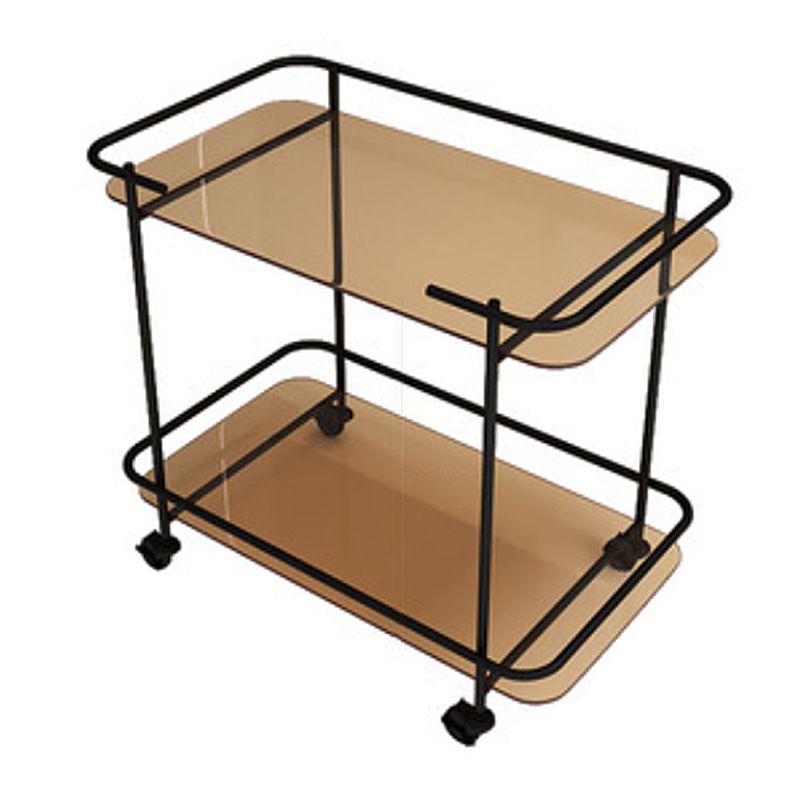 Mesa final de vidrio contemporánea con estante de ruedas incluye 25.6 "W Mesa auxiliar